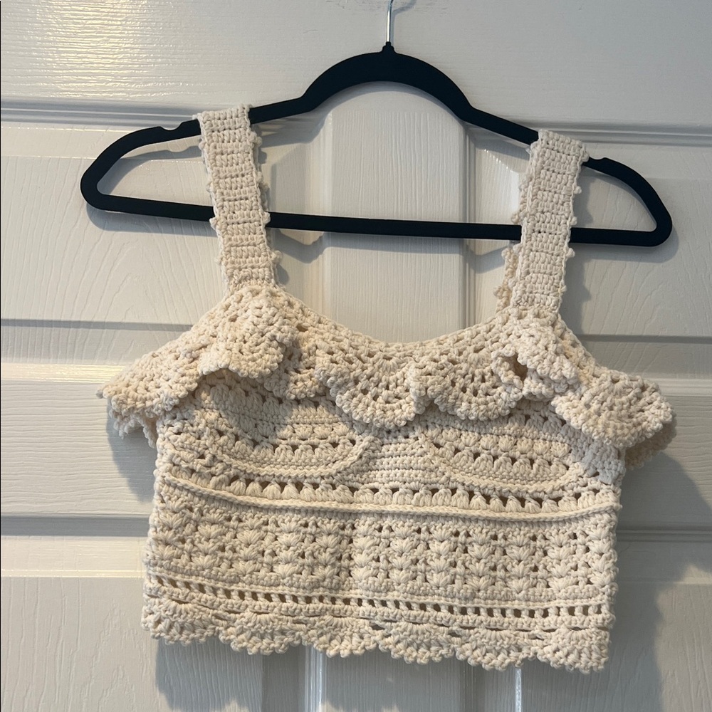 NWOT SEA Rylee Cream Crochet Crop Top Size XS - Picture 4 of 11